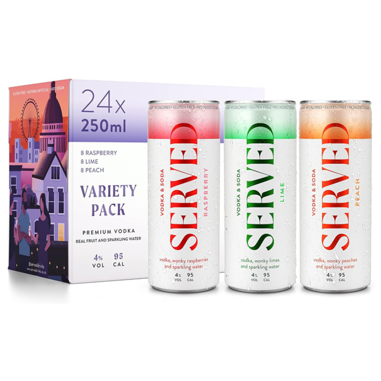 Served x24 Hard Seltzer Mixed Variety Pack