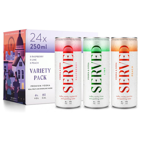 Served x24 Hard Seltzer Mixed Variety Pack